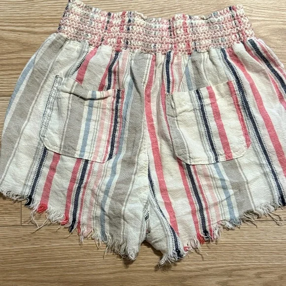 Rewash Multicolor Striped Elastic Waist Linen Blend Shorts - Picture 8 of 8